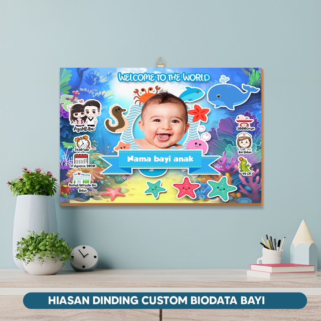 Cute Custom Baby Biodata Custom Wall Decoration Newborn Baby Biodata ...