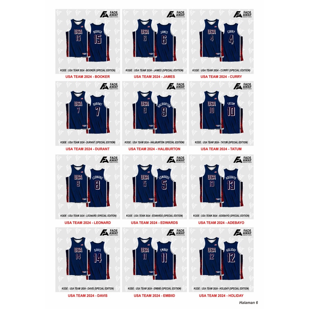 Team USA Basketball JERSEY Catalog 2024 (SPECIAL EDITION) Shopee Philippines