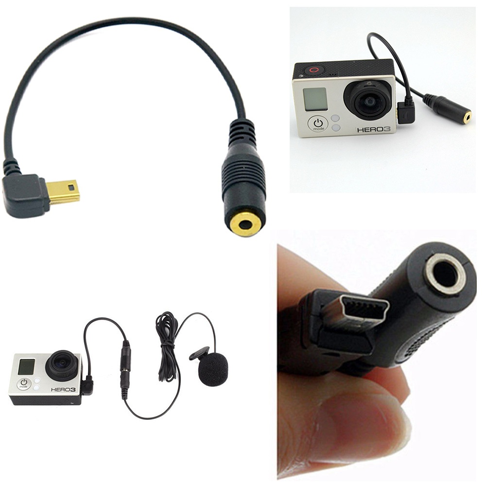 Mini USB to 3.5mm audio Mic Adapter microphone Audio Cable For GoPro ...