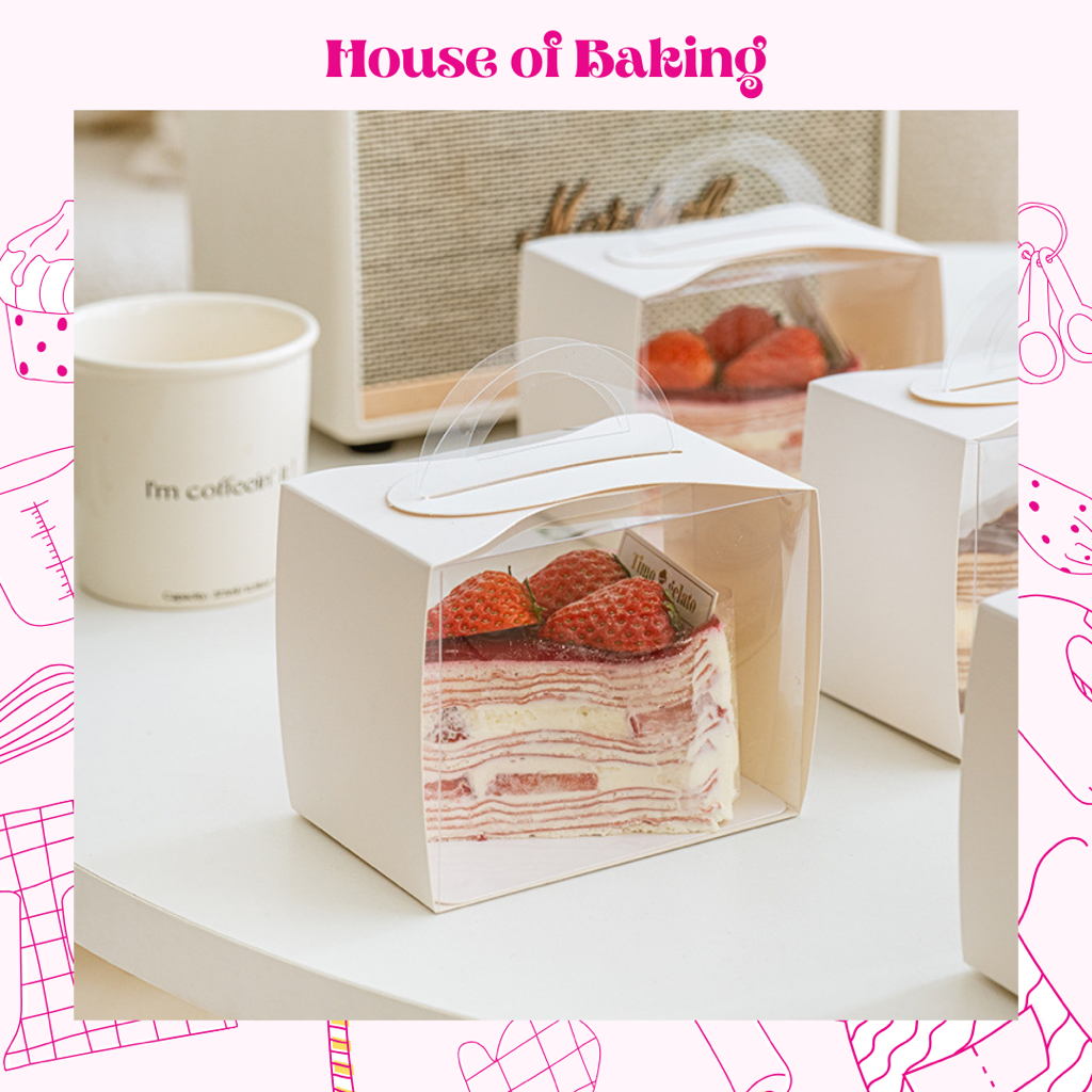 Hob Box Cake Cut Premium | Mica Cake Box And Handle | Slice Cake Box ...