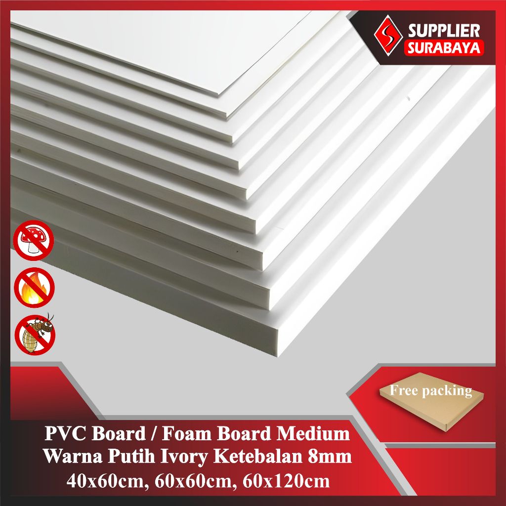 PVC Board 8mm Medium Foam Board/ in ivory White (Bone White) 40x60cm ...
