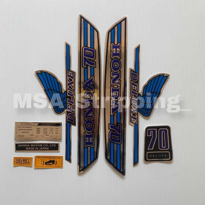 Stripping strip stickers for Honda C70 Blue Chrome body polet trim ...