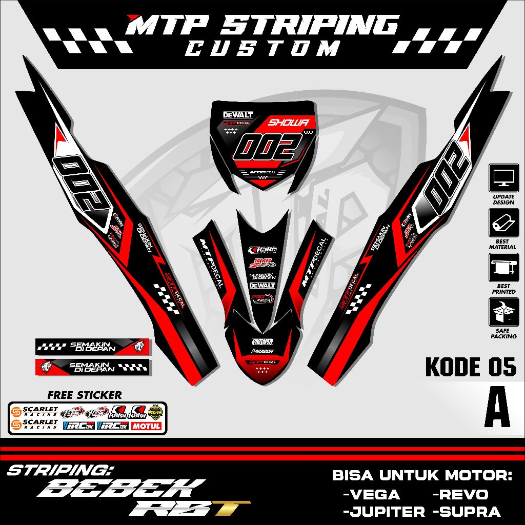 MTP Sticker RBT/GTX VEGA R NEW Modified Underbone Motorcycle Striping ...