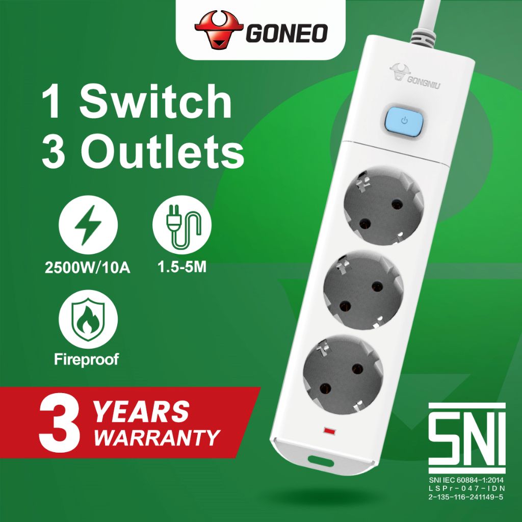 TOMBOL Goneo Electrical terminal Electrical Plug With 1 Button on off ...