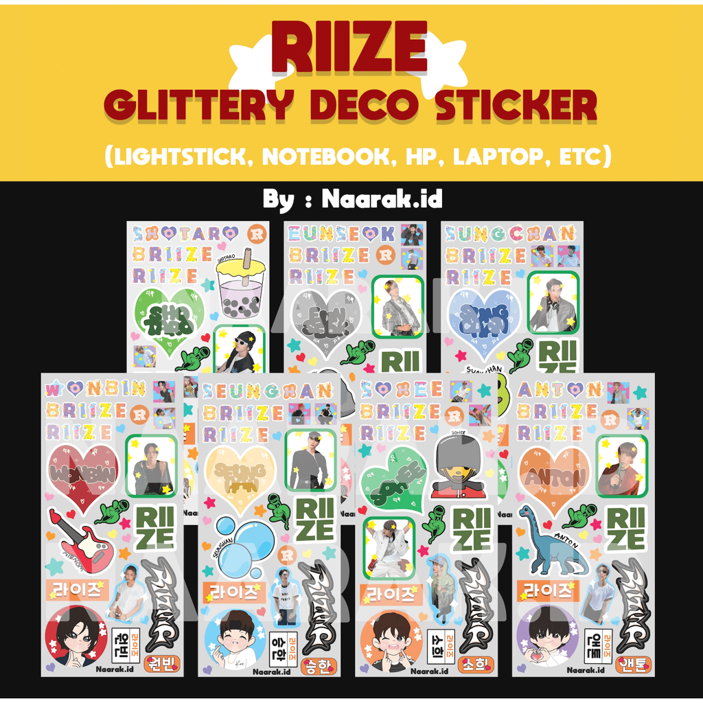 RIIZE STICKER GLITTERY DECO LIGHTSTICK, BOOK, ETC | Shopee Philippines