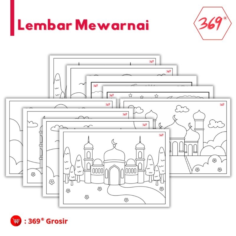 369 | Mosque Theme Coloring Sheet - Size A4 - 1pc - Muslim Muslimah ...
