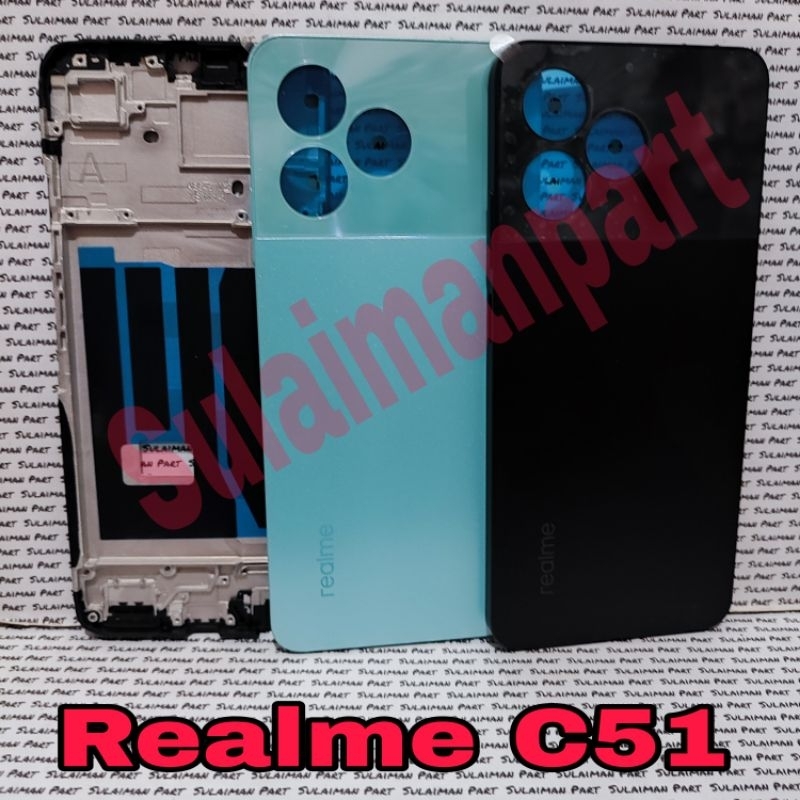TOMBOL REALME C51 BACKDOOR CASING HOUSING + LCD COATING FRAME + VOLUME ...