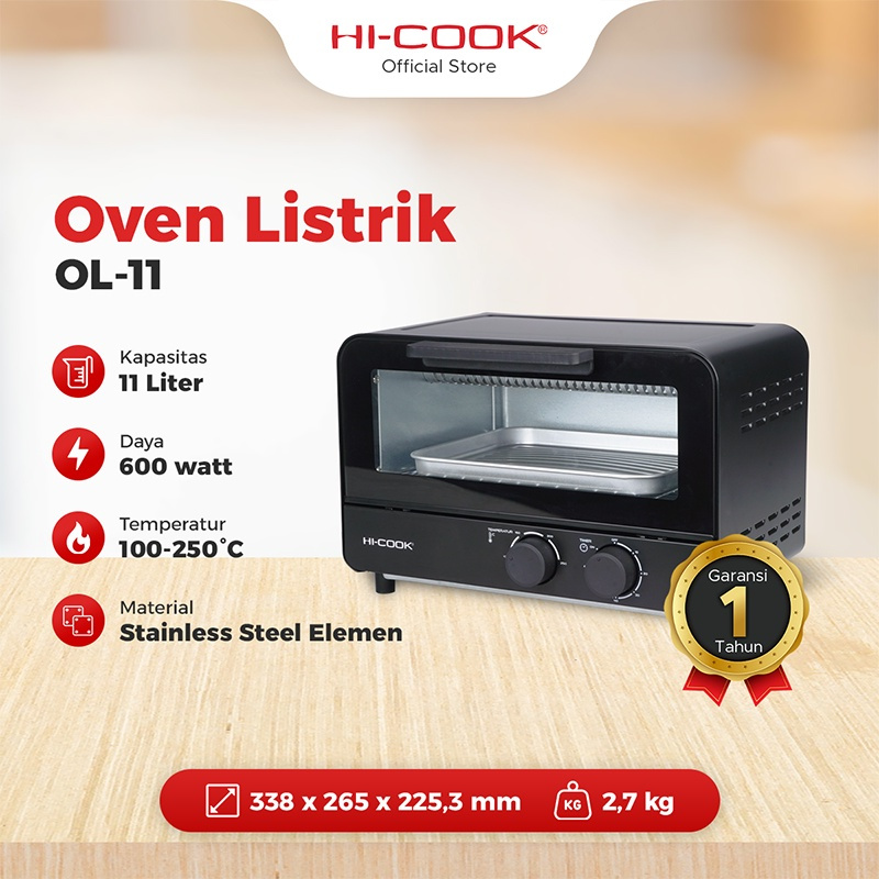 Hi-cook OL-11 Mini Low Watt Electric Oven 11 Watt Capacity Black ...