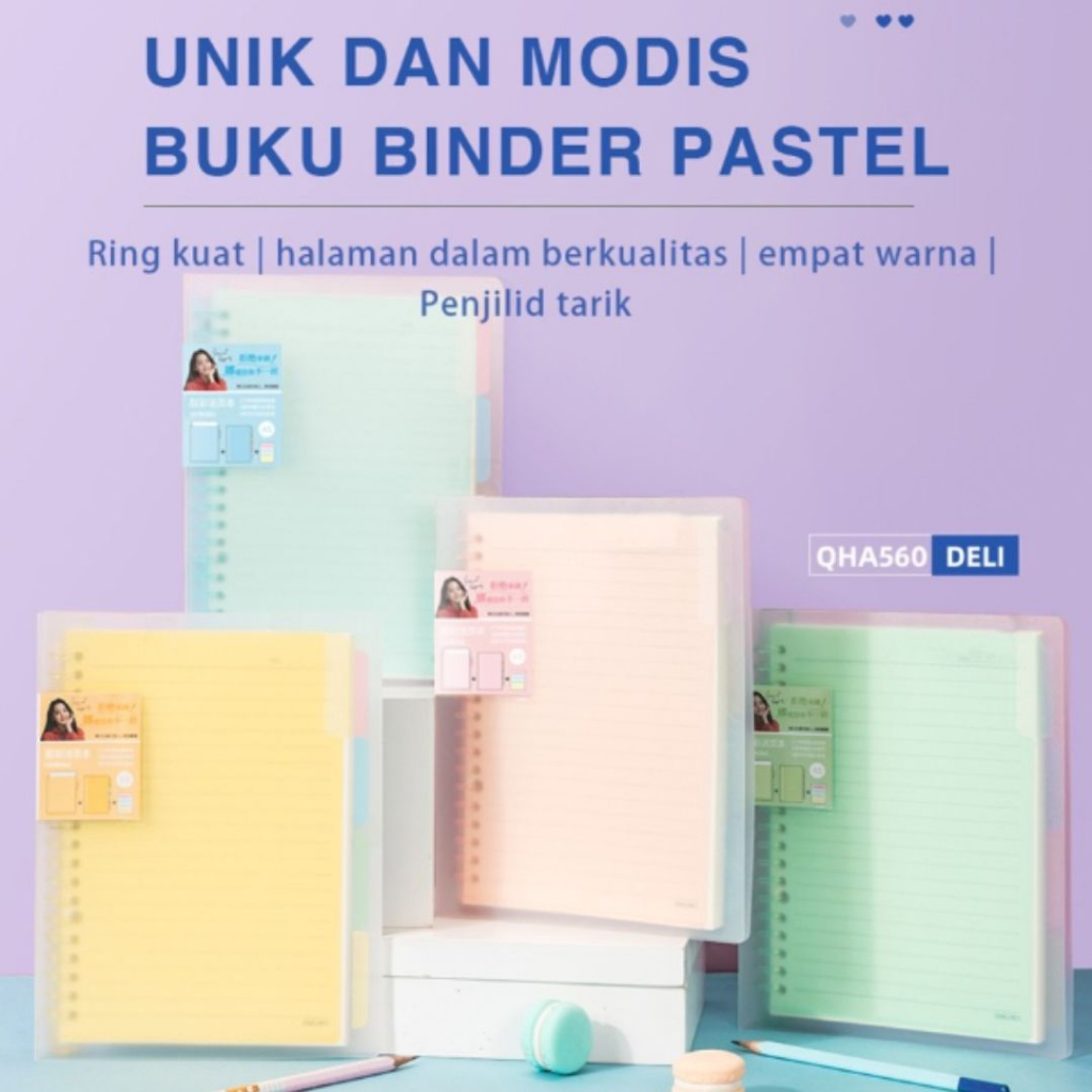 Transparent Note Binder A5 / B5 Pastel Color Deli EN02 | Shopee Philippines