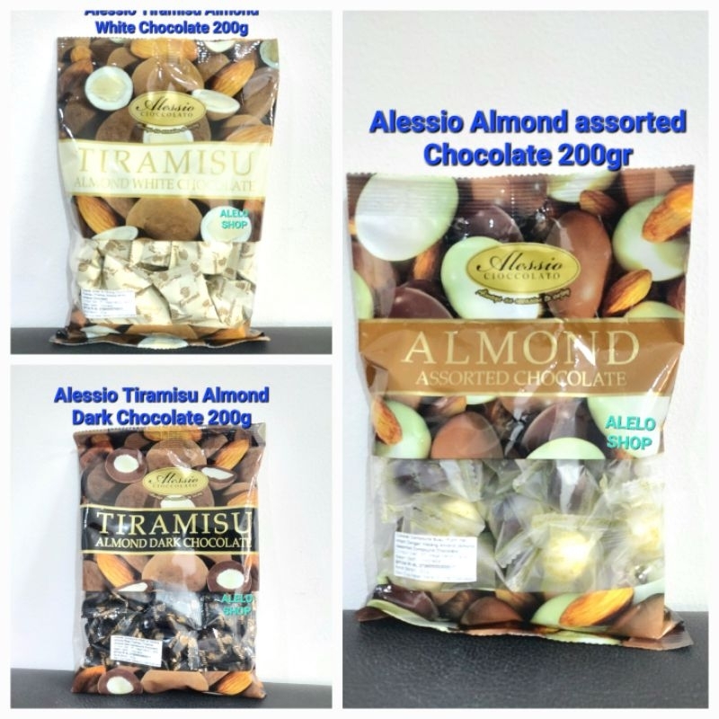 Alessio Cioccolato 200g 200gr Tiramisu Almond White Dark Assorted Chocolate Alesio Allesio Bulk 8604