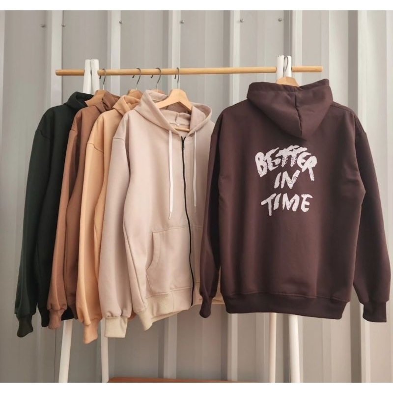 Better IN TIME Hoodie Jacket Zipper Back Screen Oversize Hoodie