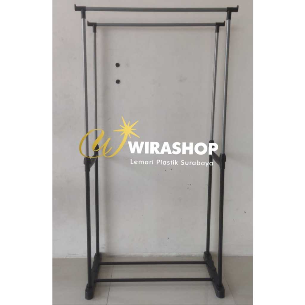 Multipurpose Double Pole Hanger Stand Hanging Rack Hijab Clothes