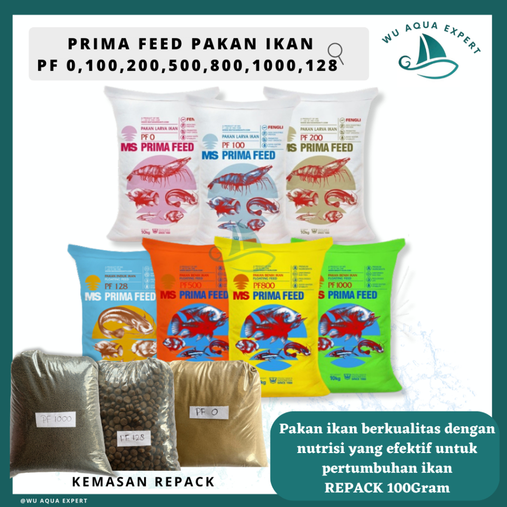 Repack 500gram PF 1000, 800, 500,200,100,0,128 by MS PRIMA FEED Fish ...