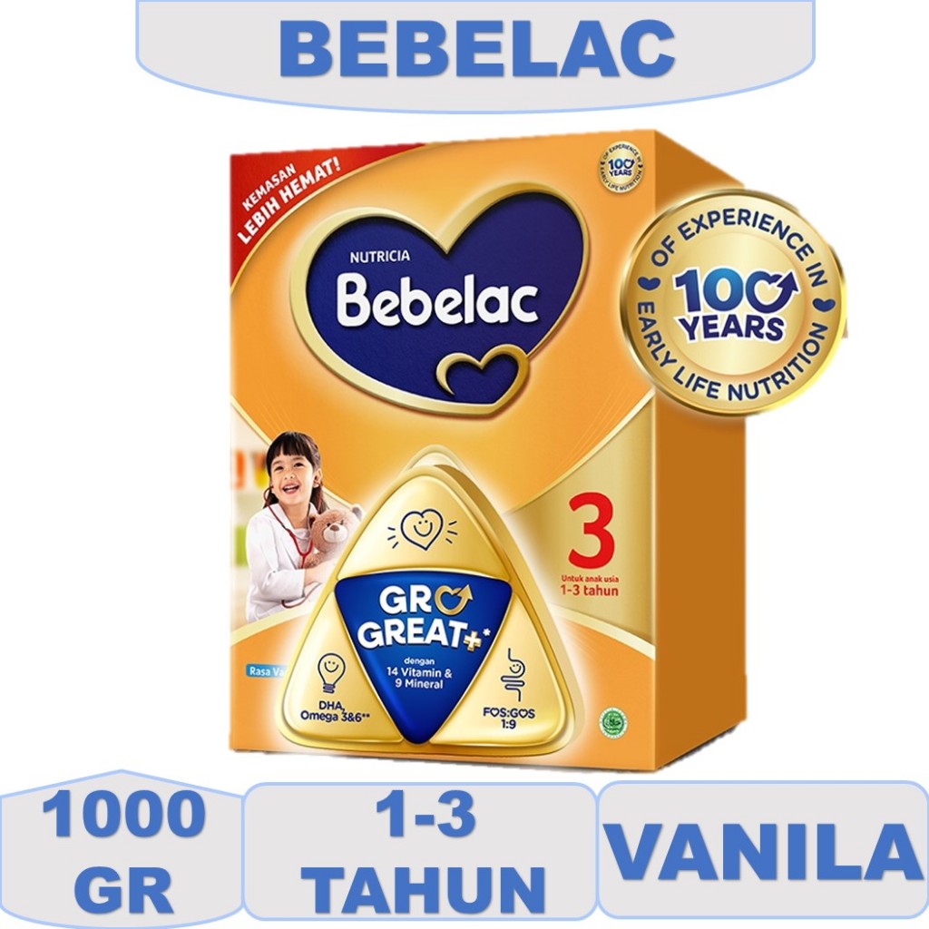 Bebelac milk 3 vanilla flavors 1000gr packaging - de shoop | Shopee ...