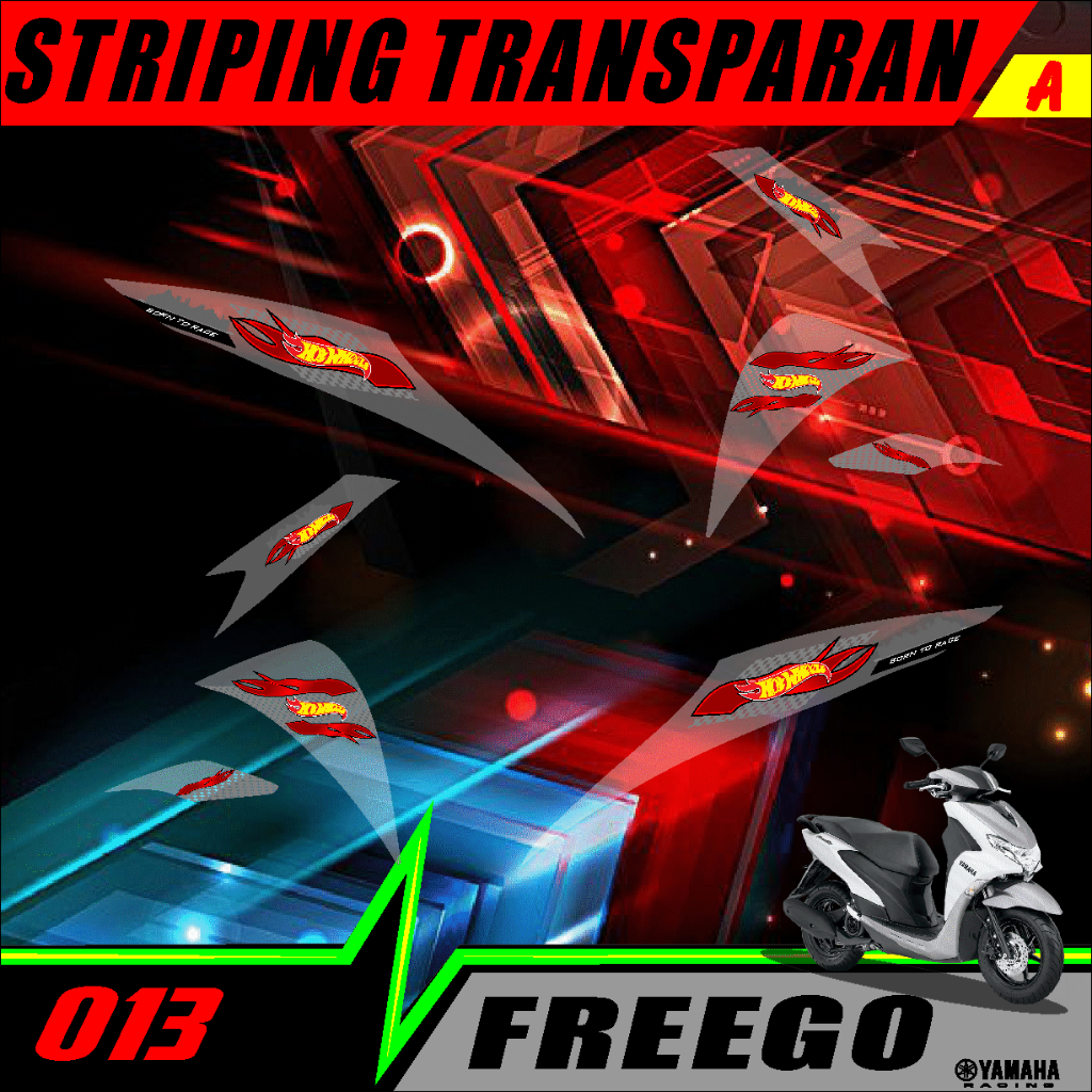 Yamaha FREEGO UV STRIPING MOTORCYCLE BODY STICKER TRANSPARENT SIMPLE ...