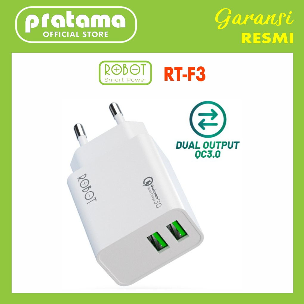 Robot DUAL PORT USB-A CHARGER QUICK CHARGING Adapter RT-F3 ORIGINAL ...