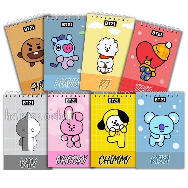 Notebook KPOP Spiral Notepad with BTS BT21 Characters, Customizable ...