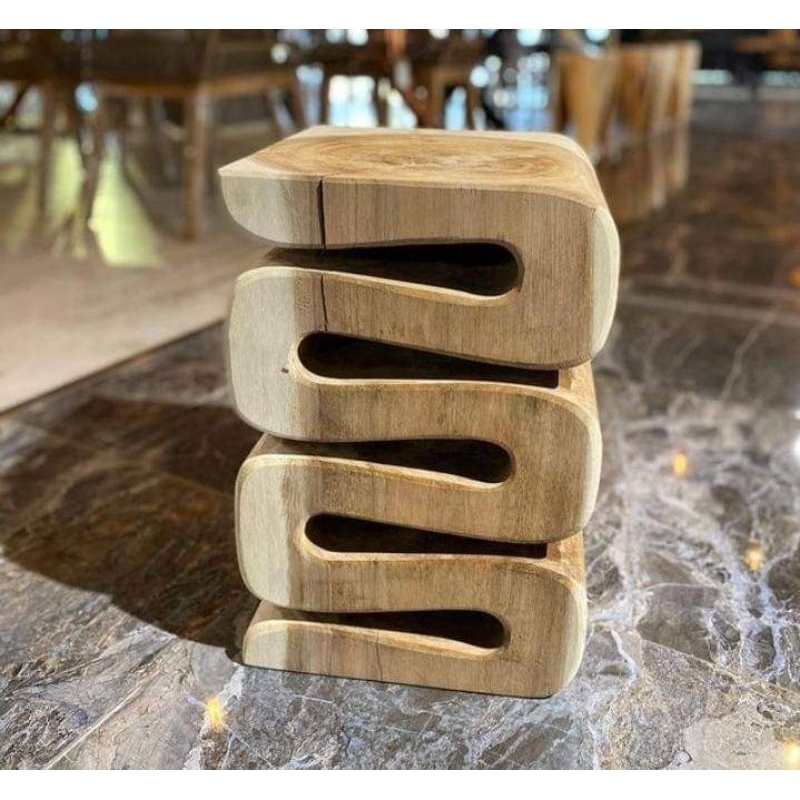 KAYU Unique STOOL With Wooden Worm MODEL | Shopee Philippines