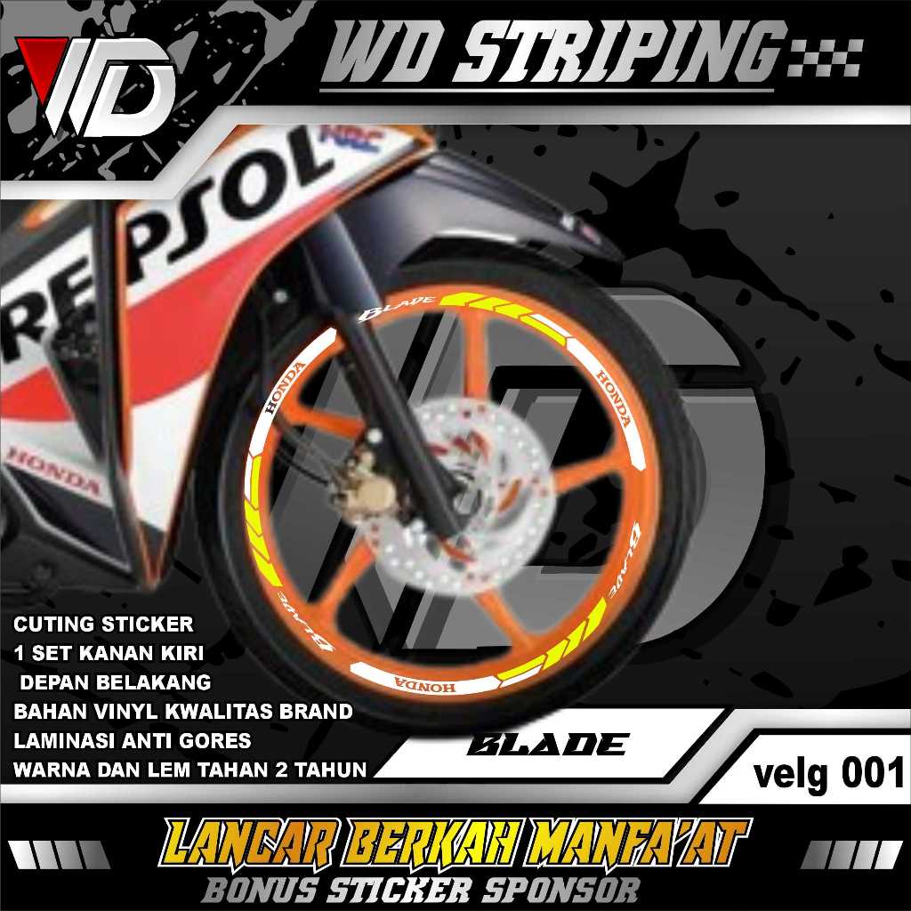 001 cutting rim stickers, rim stickers, honda blade rim cutting ...