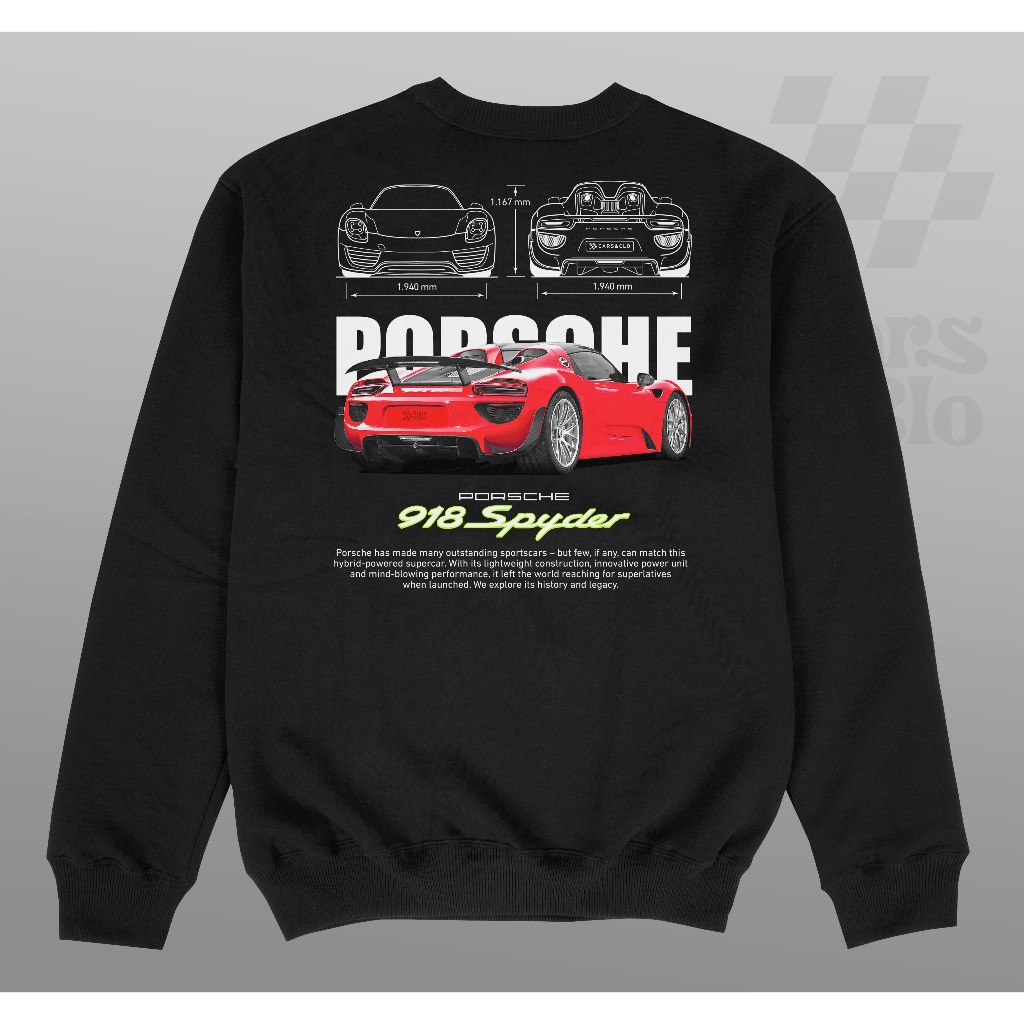 Cars and Clo - Porsche 918 Spyder Blueprint Sweater Black | Shopee ...