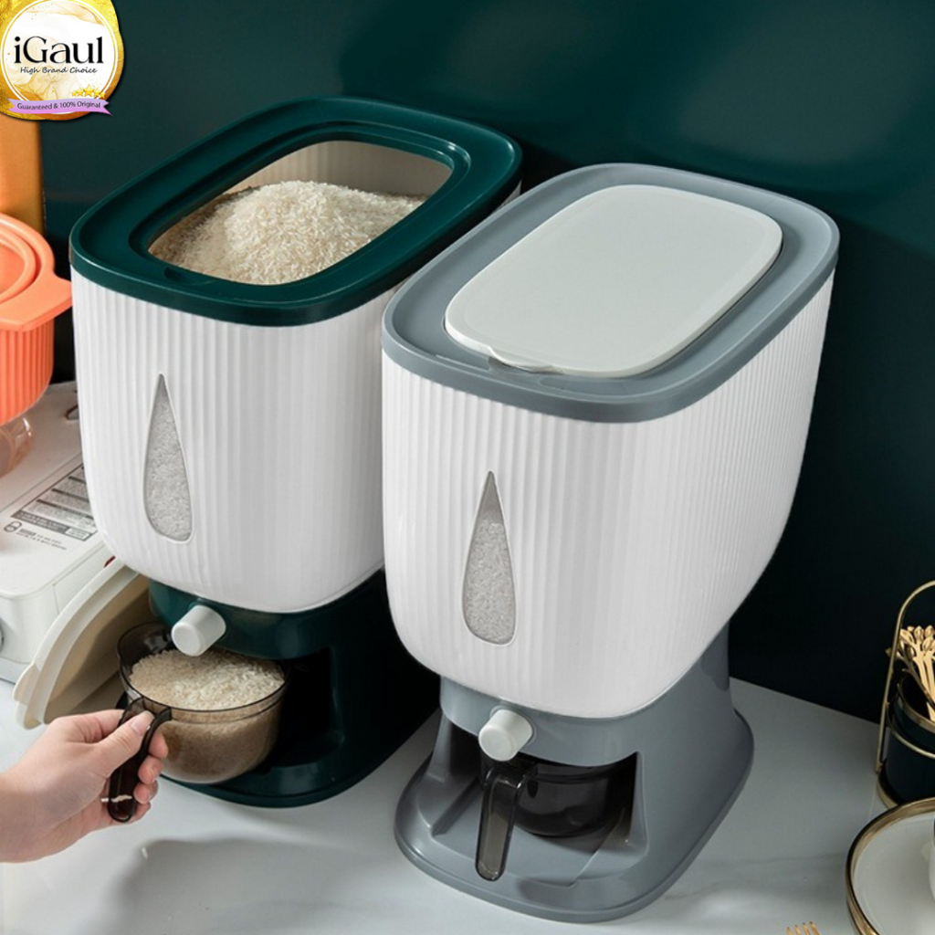 Automatic Rice Storage 10 kg Rice Box With Drying Container | Shopee ...