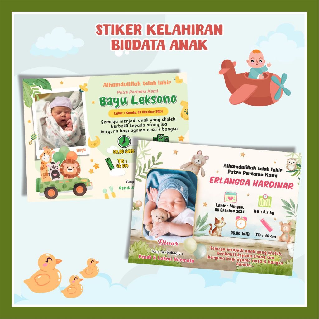 Baby Boy Theme Child Birth Biodata Sticker | Shopee Philippines