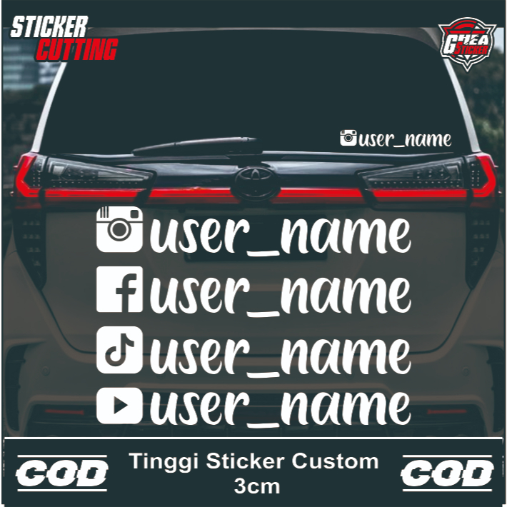 Social Media Name Custom Cutting Stickers - Custom Car Rear Window Name ...