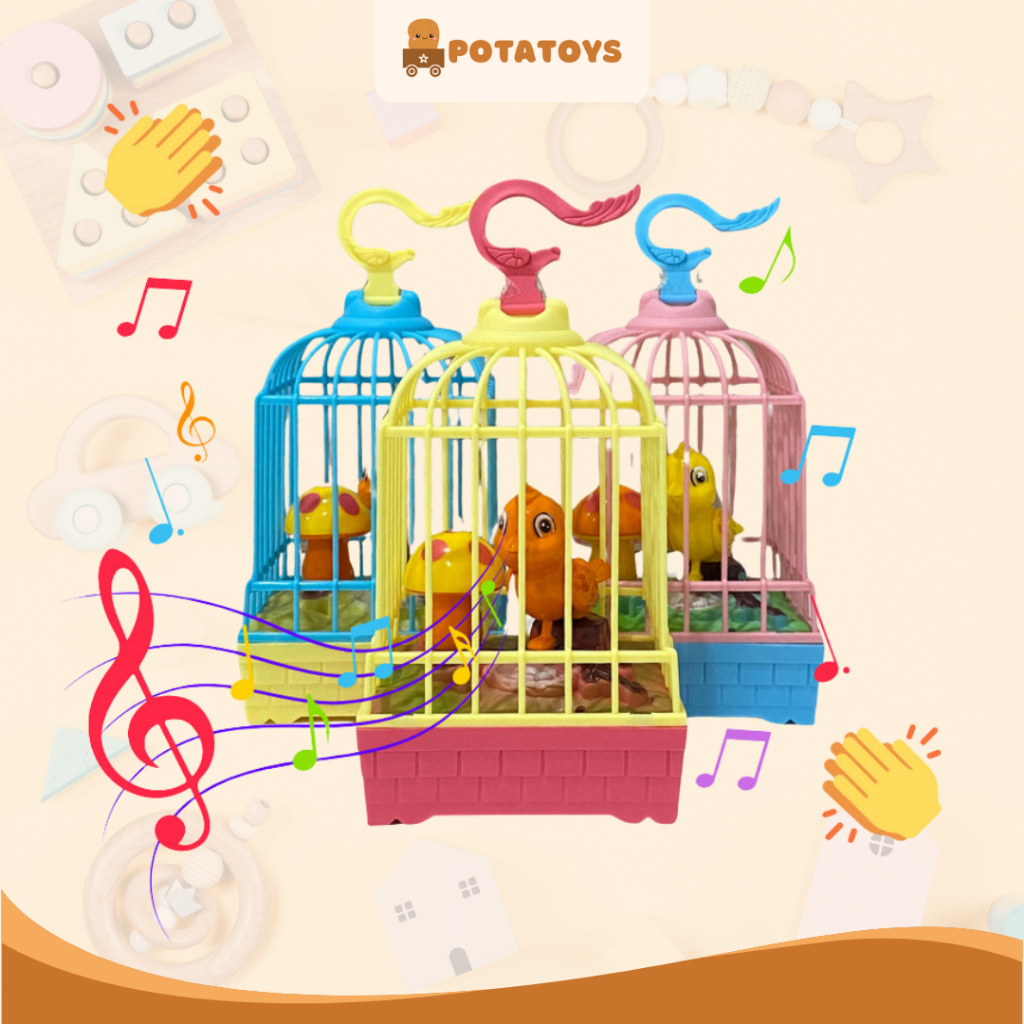 [ POTATOYS ] Voice Control Bird Toy Bird/ with Sound Bird Cage Chirping ...