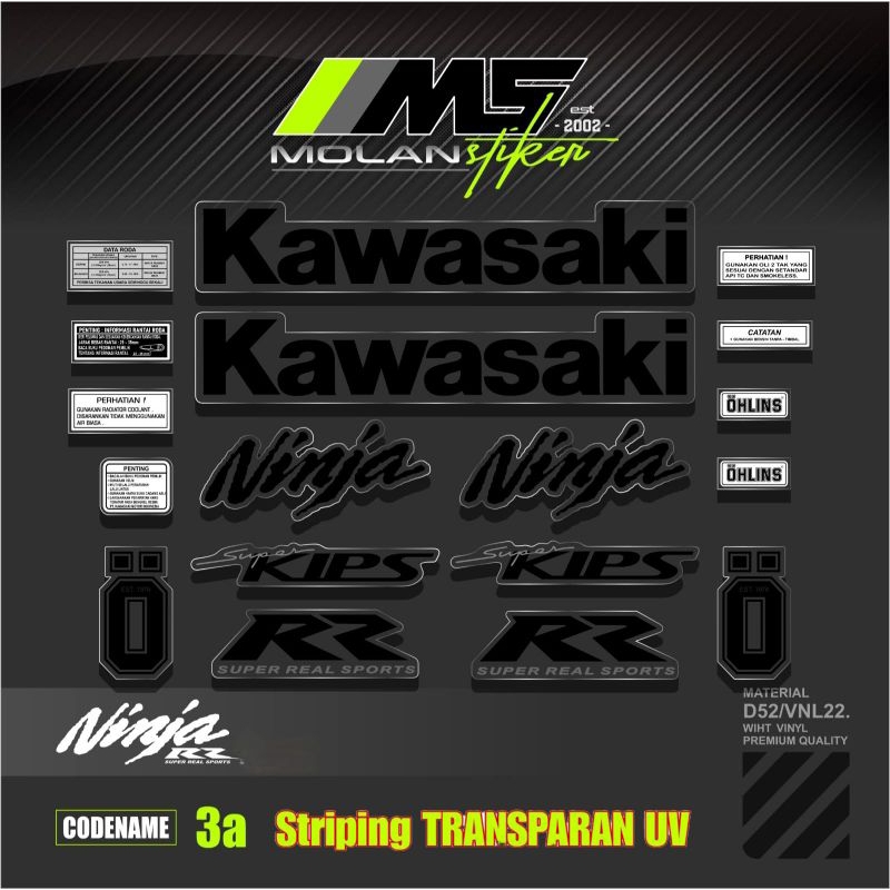 Ninja Rr Old 150 2 Stroke Uv Transparent Variation Striping Sticker Set ...
