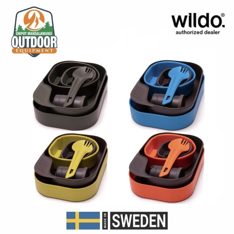 Wildo CAMP-A-BOX COMPLETE Ultralight Dinner Set Spoon Plate Bowl Cup ...