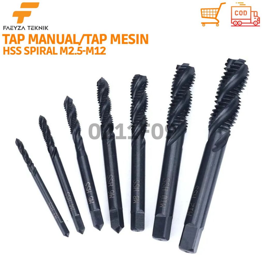 MESIN Hand Tap Machine Tap M2.5 M3 M4 M5 M6 M8 M10 M12 HSS Spiral Tap ...