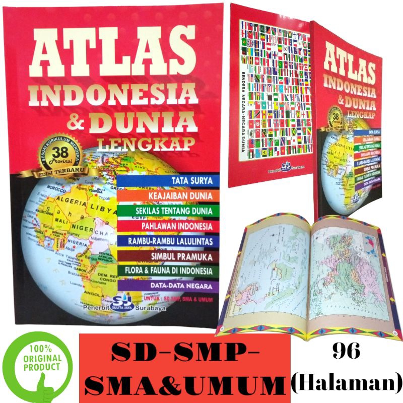 Complete ATLAS OF INDONESIA & WORLD BOOK 38 PROVINCES (SULITA JAYA ...