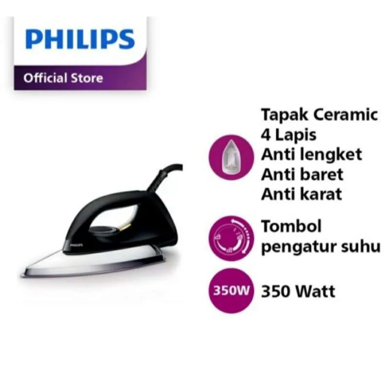 Philips Iron HD 1173 Dry Iron Original Philips 350 Watt | Shopee ...