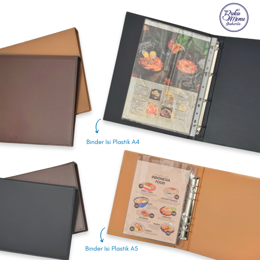 HITAM Menu Book - Leather Menu Book Ring Binder 4 holes and 6 holes ...