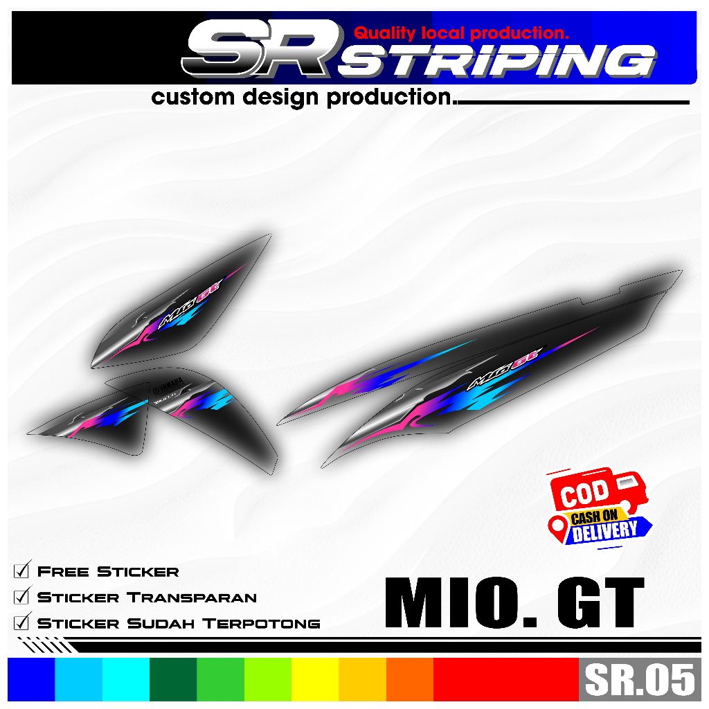Mio GT Motorcycle Transparent Striping Sticker - Simple Graphic Motif ...