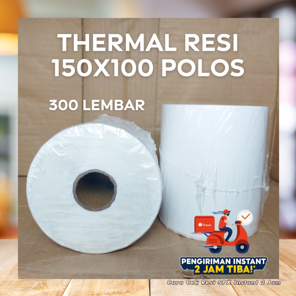 Thermal Receipt 100x150 Plain (300 Sheets) Can Instant Tulungagung area