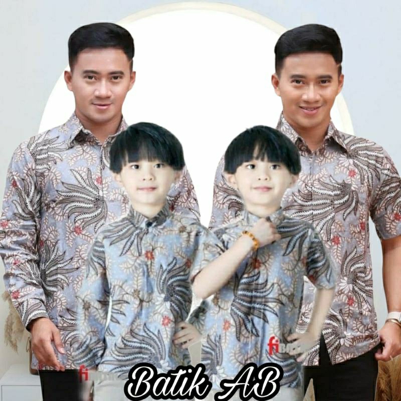 Sweet COUPLE BATIK // Father And Son BATIK COUPLE // Gray Cabbage MOTIF ...