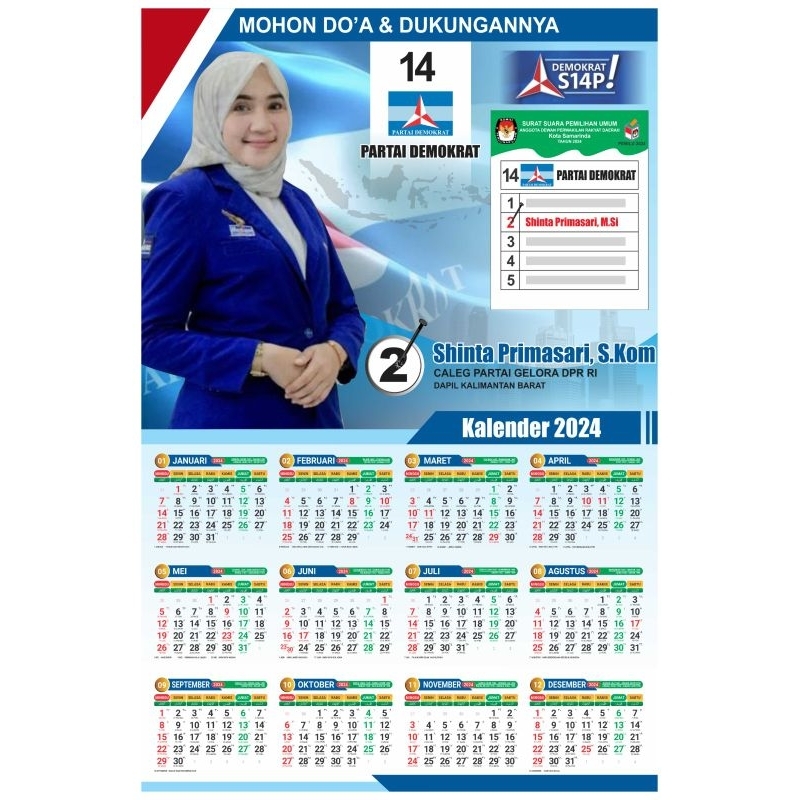 Caleg Calendar 2024 CUSTOM ALL Party (Buy 10 bonus 1 Buy A Lot Can Be