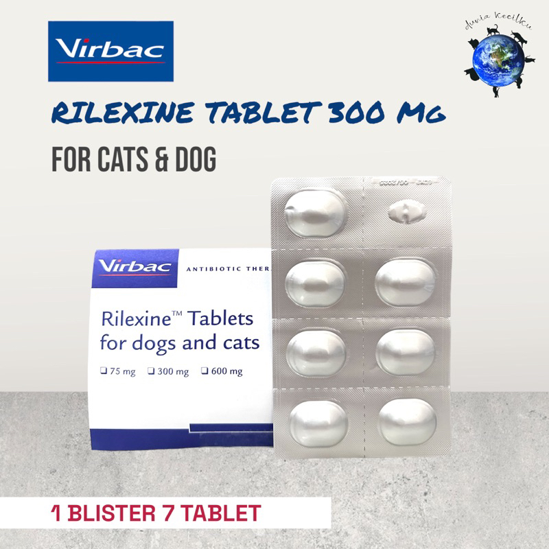 Virbac Rilexine 300mg For Cats & Dogs Antibiotics (1 Blister 7 Tablets
