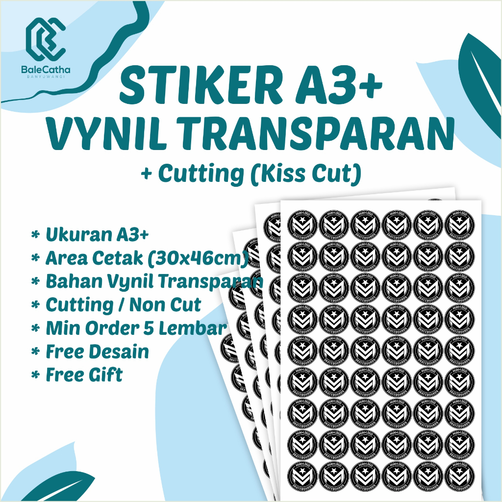 Print Stickers/LABEL Vinyl Transparent A3+ Waterproof+Cutting (Kiss Cut ...