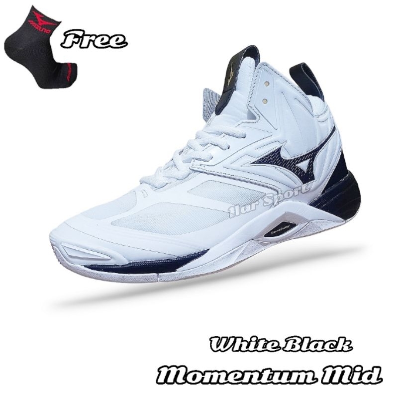 Mizuno momentum 2 mid WHITE BLACK Shoes mizuno Volleyball Shoes