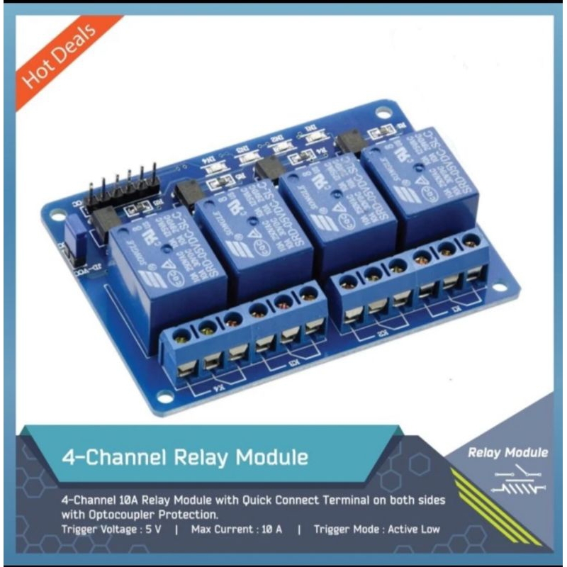 Relay Module 4-Channel 5V With Optocoupler(Arduino Compatible) | Shopee ...