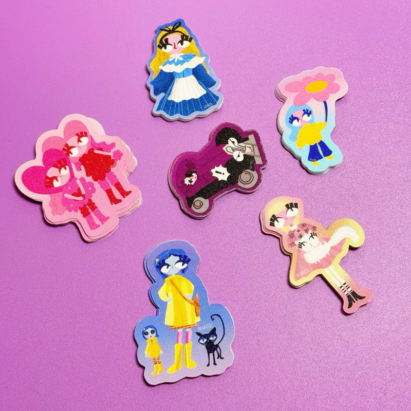 Glitter Diecut Stickers by Alixos - Valentine Ladies, Alice, Coraline ...