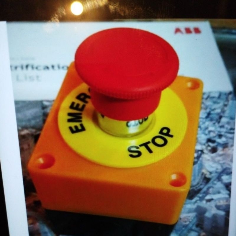 MERAH Emergency STOP PUSH BUTTON Red BOX LABEL NAME | Shopee Philippines