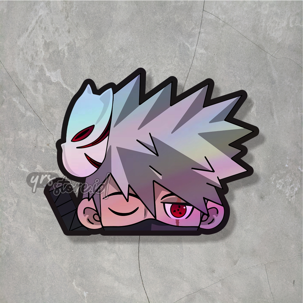 Sticker Anime Hologram Hatake Kakashi Hat peeker Sticker case hp laptop ...