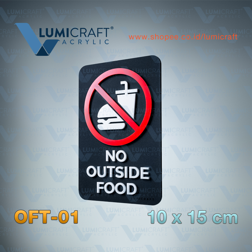 HITAM Sign Acrylic No Outside Food/The Symbol Of No Bringing Food From ...