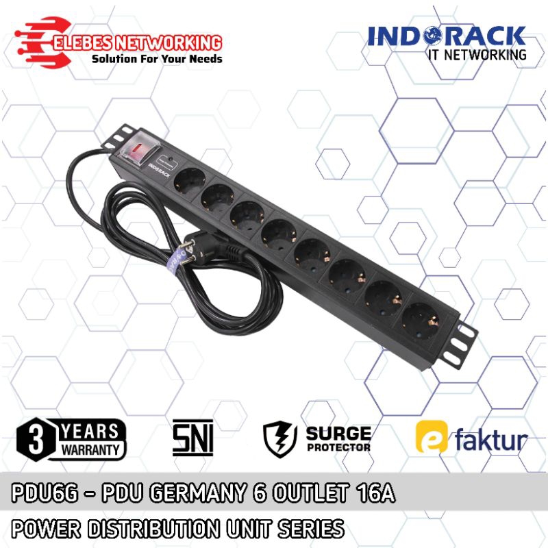 Pdu8g PDU INDORACK 8 Outlet 16A Germany Power Distribution Unit Rack ...