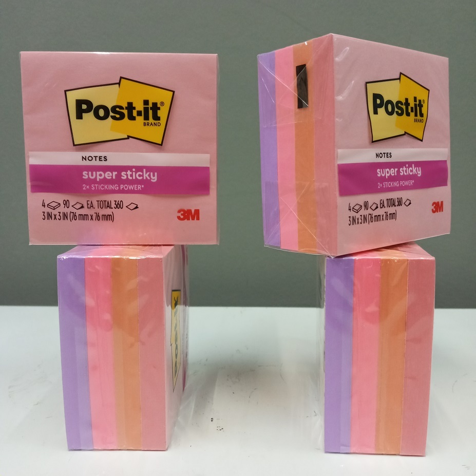 3m Post It Super Sticky Notes 654-4SS-FLA Flamingo 3inch x 3inch ...