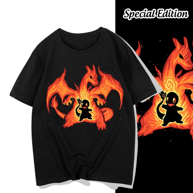 Agasa T-Shirt Pokemon Charmander Evolution Charmeleon Charizard Fire 4D ...