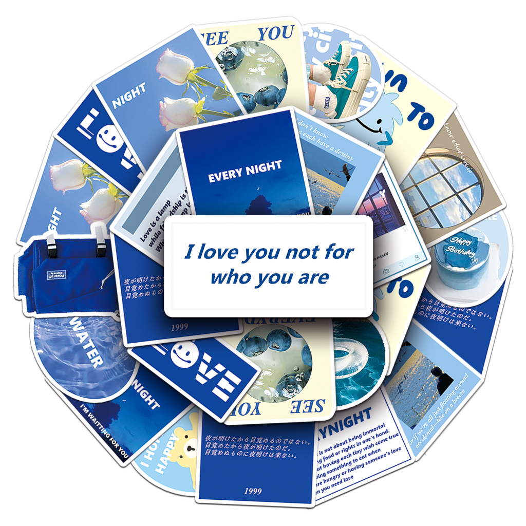 Vinyl Sticker Pack contains 50 pcs | Waterproof STICKER BLUE INS ...